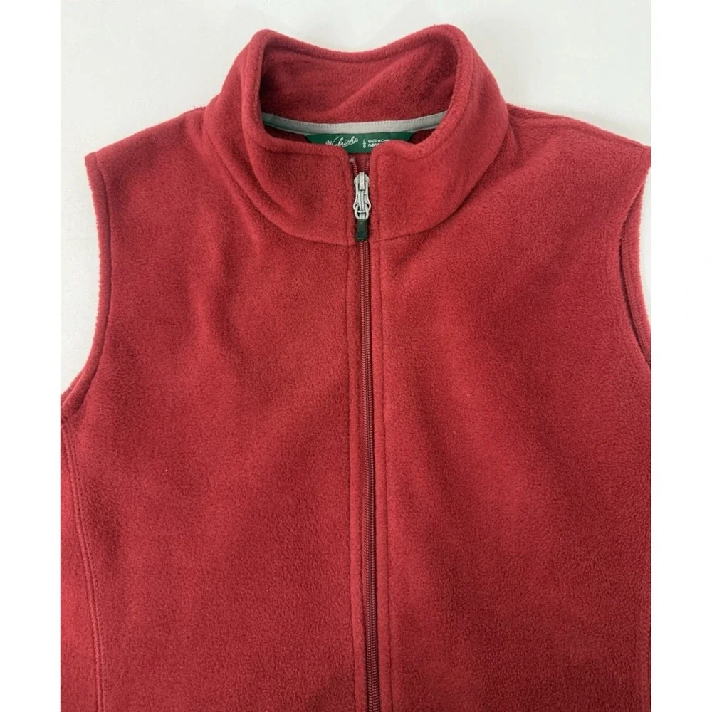 Woolrich Fleece Vest Red Ruby Full Zip Side Pockets‎ Womens Size L